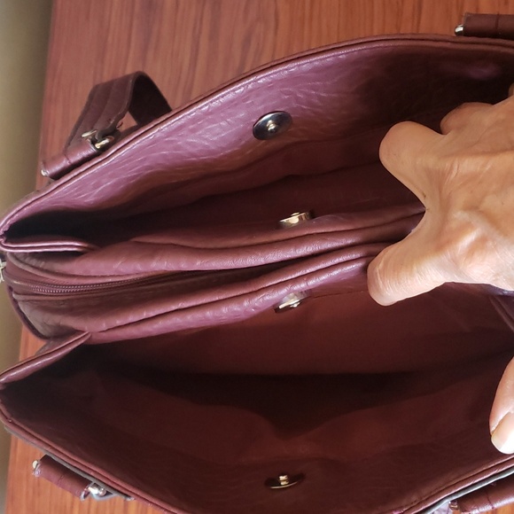 Rosetti Midtown Eggplant Leather Satchel Bag / Shoulder Purse. - Picture 13 of 16